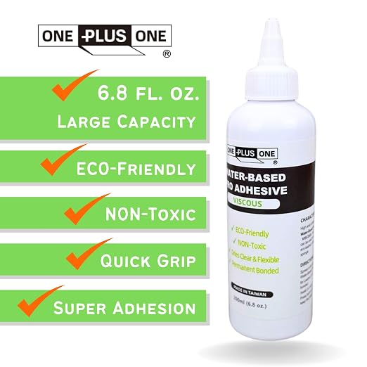 ONE Plus ONE Super Stick Set – 200ml Viscous Leather Adhesive with 6cm Glue Spreader & Adhesive Eraser, Strong Water-Based Glue for Leathercraft