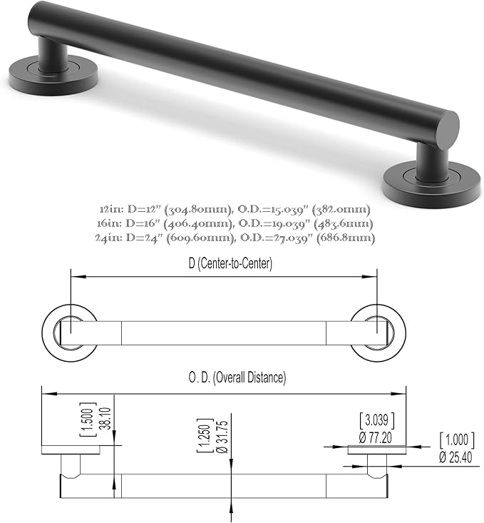 ADA Compliant Grab Bar, 500lbs Weight Support for Bath Safety (16 inch, Brushed Nickel)