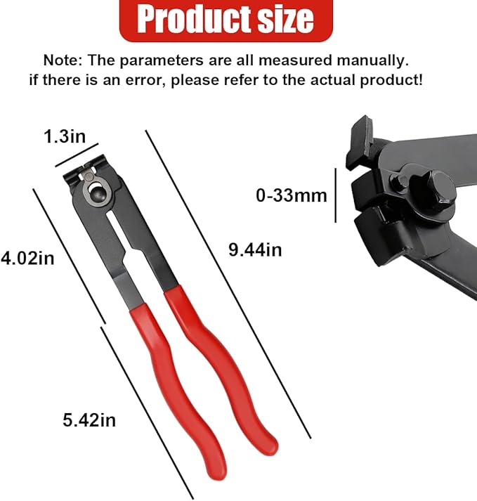 Craedli Automotive CV Boot Clamp Plier, Carbon Steel Drive Shaft Joint Crimp Tool, Adjustable Ear Type Axle Boot Clamp Wrench, Universal Car Repairs Tool for Fuel Hoses, Cooling & Vacuum Lines (Red)