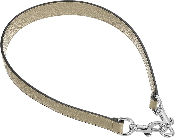 uxcell 25.59 Inch PU Leather Short Bag Strap with Clasp, Purse Handles Handbags Replacement Straps for Clutch Bag Underarm Bags, Khaki, Silver Buckle
