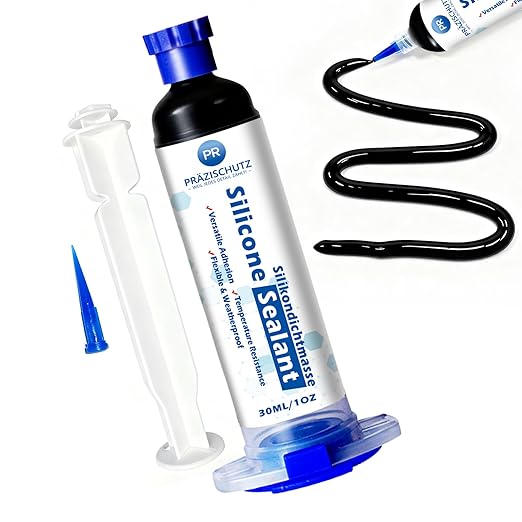 RTV Silicone Adhesive Sealant - High Temperature & Waterproof Caulking for Home, Auto, & Crafts - Creates Flexible, Long-Lasting Seal on Kitchen, Bathroom, Shower, Window (Black, 30ml/1oz)