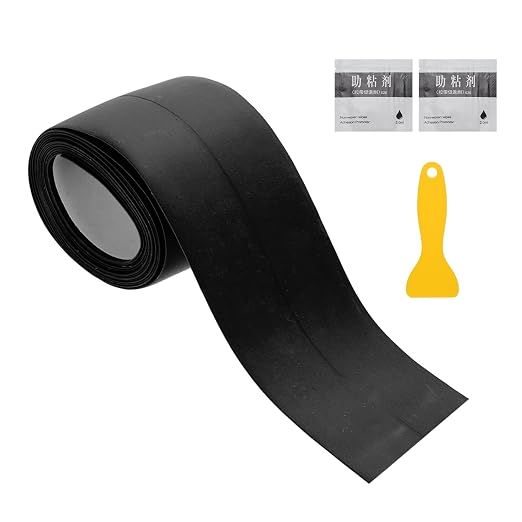 uxcell Caulk Tape Waterproof, 1.5 Inch x 4.92 ft Self-Adhesive Sealant Sealing Strip Caulking Sealant Tape PVC with Tool for Kitchen Sink Toilet Bathroom Bathtub Floor, Black