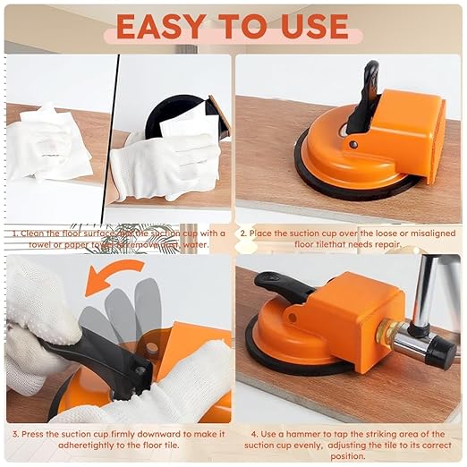 Floor Gap Fixer Tool, Laminate Flooring Leveling Suction Cup Repair Kit for Floating Vinyl Plank Fixing Wood Close Gaps, Heavy Duty Iron Grabber for Smooth Surface Tile Installation