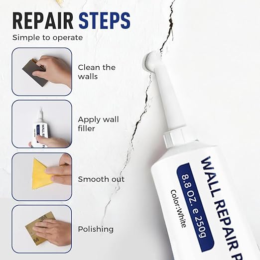 Drywall Patch Repair Kit with Scraper, 2026 New Wall Mending Agent White Spackle Wall Repair Paste Wall Repair Agent Tile Gap Filler for Holes & Cracks Nail Holes, Dents & Small Damage (2)
