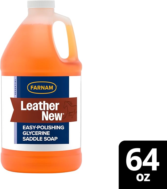 Farnam Leather New Easy-Polishing Glycerine Saddle Soap and Leather Saddle Cleaner, Protects and Preserves Leather, Cleans, Conditions and Polishes, 64 Oz.