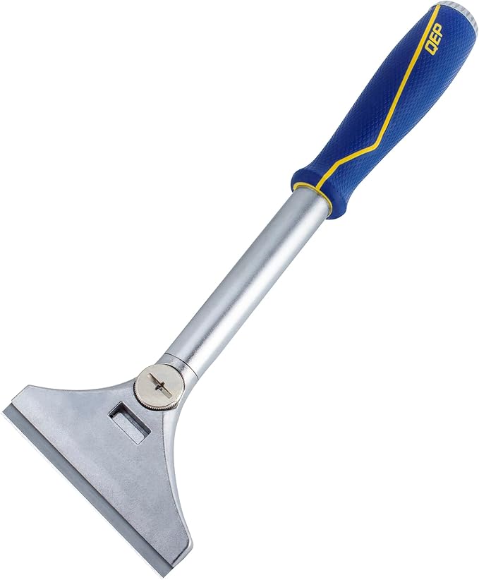 QEP 62920 4 in. Floor and Wall Razor Scraper with 5.25 in. Handle and Stainless Steel Blade