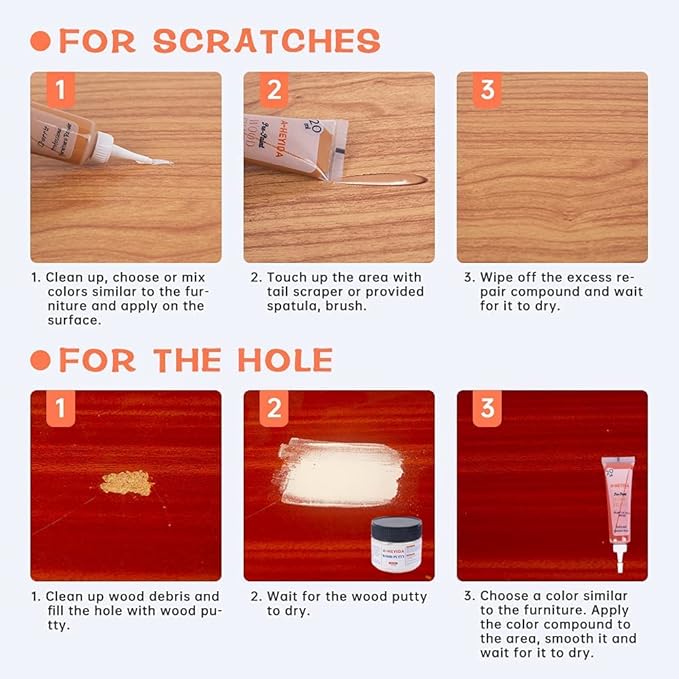 Wood Furniture Repair Kit - 18 Colors Wood Filler Hardwood Laminate Vinyl Floor Repair Kit Wood Putty Cabinet Touch Up Kit - Cover Scratches, Stains, Holes for Table, Door, Veneer, Cherry, Walnut