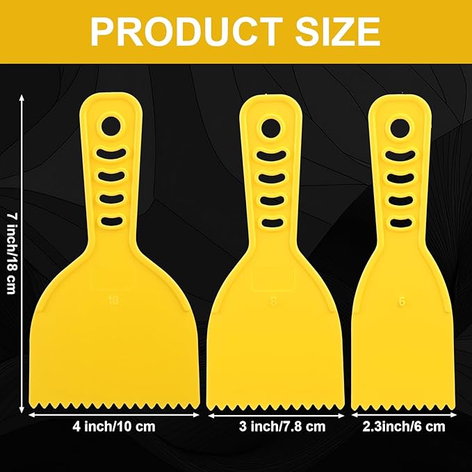 Lothee Adhesive Spreader Plastic Notch Trowel with Handle Adhesive Barrier Spreader Tool in 3 Sizes Notched Glue Applicator Kits for Automotive Body Fillers Putties Glazes Epoxy Resin Caulk Glues