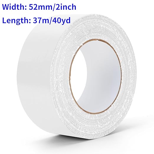 AUXMOTEC White Duct Tape Heavy Duty Waterproof, 80 Yards X 2 Inch, 9 Mils Thickness Strong Adhesive Sticky, No Residue, Easy Tear by Hand for Home Repairs Indoor Crafts Packing HVAC and Construction
