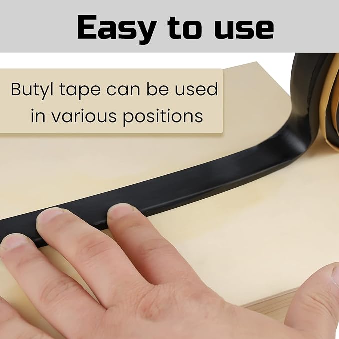 Lichamp Butyl Tape RV Butyl Sealant Tape, 3/4" Wide 1/4" Thick 20' Length, Black