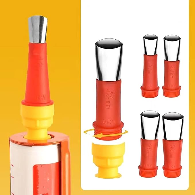 29PCS Universal Integrated Rubber Nozzle Tool Kit,Caulking Tips,Caulking Nozzles for Sausage Caulking Guns and Hard Glue Guns, Durable Stainless Steel Caulking Nozzles