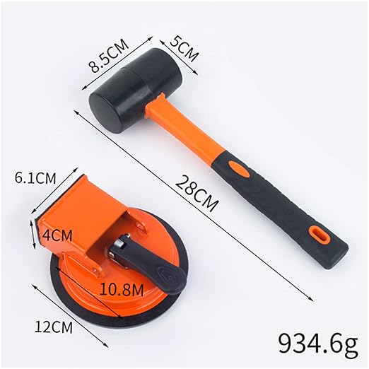 Floor Gap Fixer Tool Laminate Flooring Tools Wood Floor Repair Kit Vacuum Suction Cup Plank Grabber Power Shunting Installation for Flooring Seam Setter Fixing Grabber Leveler(Orange+Hammer)