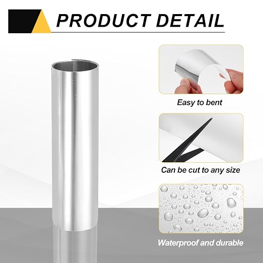 uxcell Aluminum Flashing Roll, 8in x 3.3ft Metal Roof Panels 0.15mm Waterproof Aluminum Sheet Roll for House Repair, Roof Flashing, Sealing Windows Doors, DIY Projects