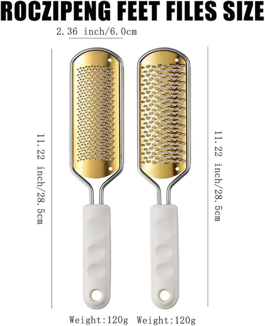 White Foot File & Callus Remover – Professional Pedicure Tool for Dead Skin Removal, Cracked Heels & Smooth Feet – Ultimate Stainless Steel Foot Scrubber for Soft, Healthy Feet (White A)