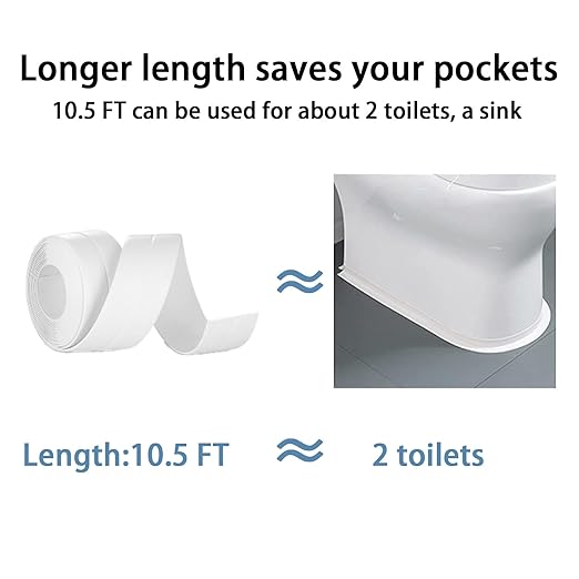 Caulk Tape Self Adhesive, 1 Rolls Waterproof Caulk Strip, Toilet Sealer Around Toilet Base, Traditional Caulking Replacement, Caulking Tape for Bathroom, Bathtub, Floor Wall Edge Protector (1)