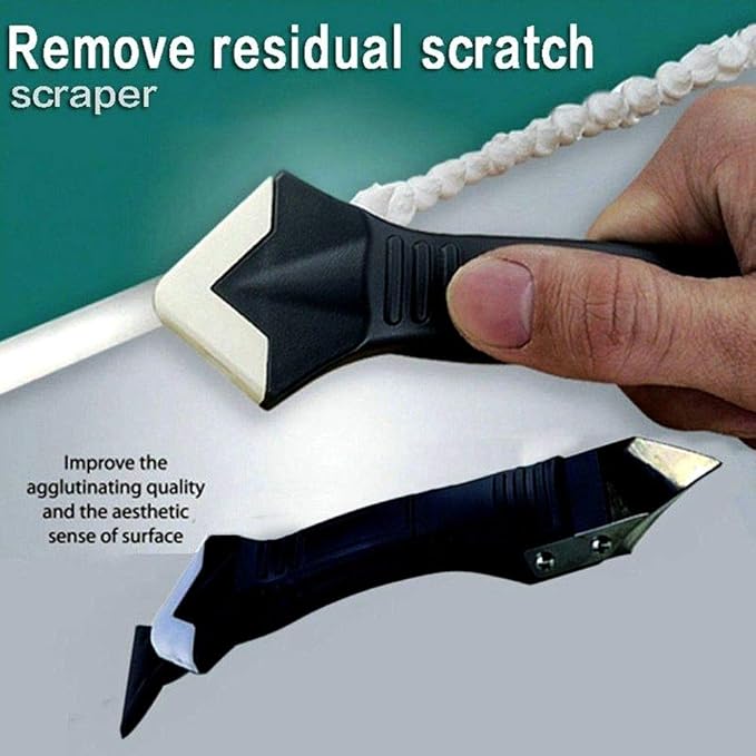 Generic 3 in 1 Silicone Caulking Tool | Caulk Removal Tool | Grout Removal Tool | Caulk Removal Tool for KitchenBathroom, Windows and Sink Joints (Stainless Steel Head)