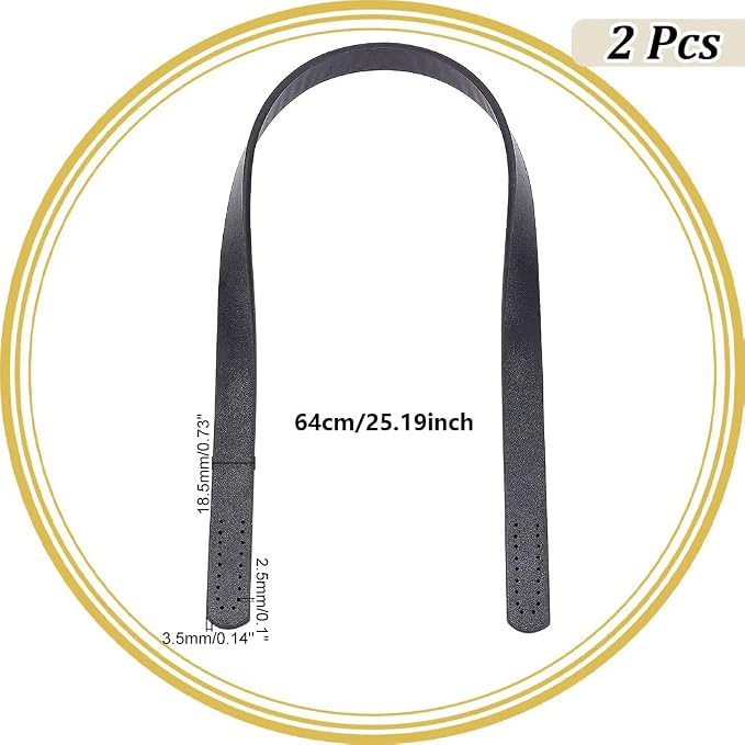 PH PandaHall 1 Pair(2pcs) Imitation Leather Purse Handles 23” Sew On Bag Handles Purse Handbags Strap Replacement for Purse Handbag Shoulder Crossbody Tote Bag Making Supplies, Black