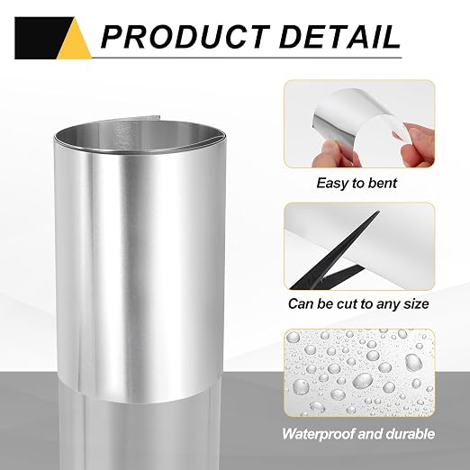 uxcell Aluminum Flashing Roll, 6in x 3.3ft Metal Roof Panels 0.4mm Waterproof Aluminum Sheet Roll for House Repair, Roof Flashing, Sealing Windows Doors, DIY Projects