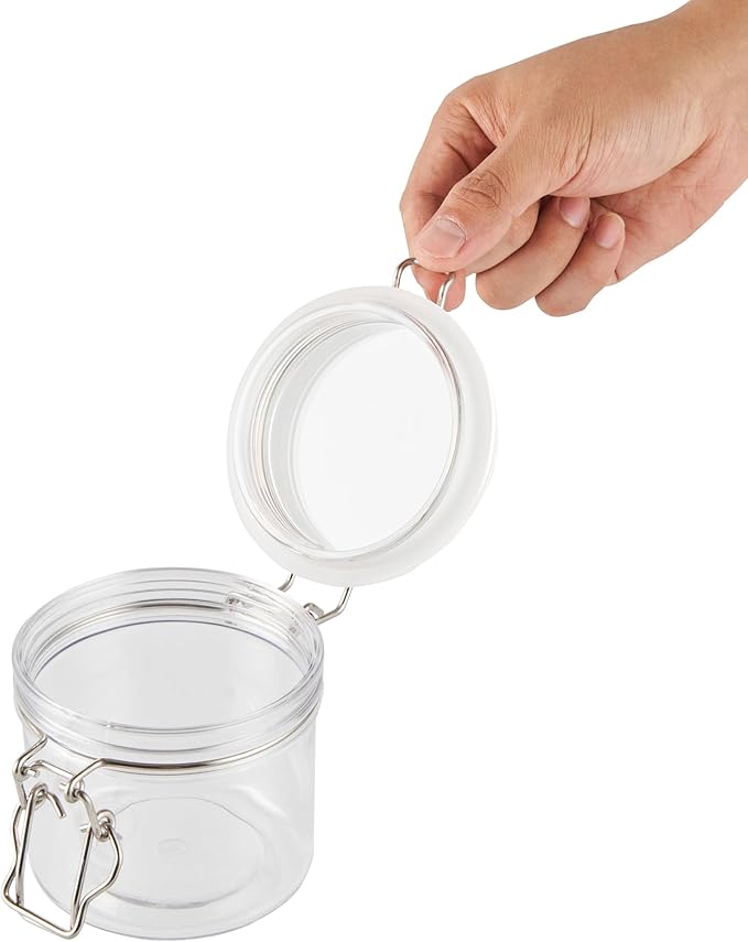 Restaurantware Food Container 2 Count 11.9 oz Plastic Airtight HInged Lid Jar Storage Canister Clear Wide Mouth