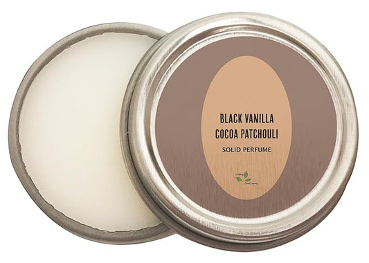 Ladybug Soap Company Luxury All Natural | Handmade Solid Perfume | Phthalate-Free | Handmade in USA | Eco-Friendly | Pocket Size 1/4 OZ (Black Vanilla Cocoa Patchouli)