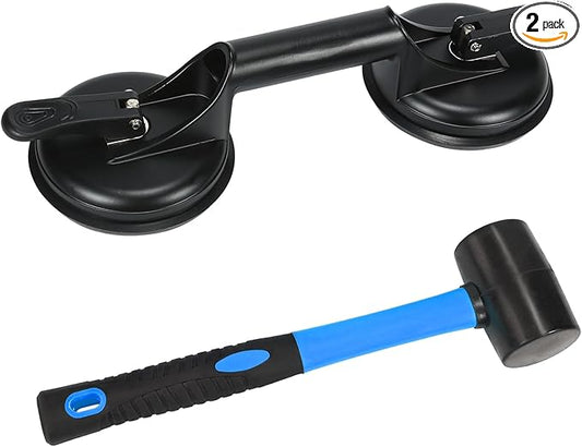 Floor Gap Fixer Tool for Laminate Floor Gap Repair Plank Grabber Includes Heavy Duty Aluminum Suction Cup and Fiberglass Handle Rubber Mallet (Can't Use on Scraped Surface Floor)