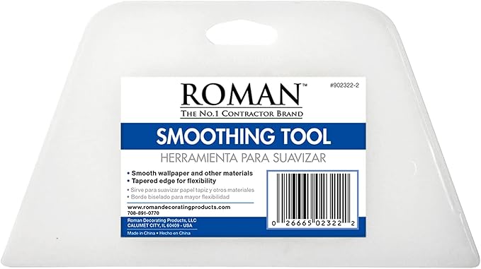 ROMAN’s Wallpaper Smoothing Tool for Home Improvement, Wallpaper Smoother for Installation, 7.75-Inch Wide, Plastic, White