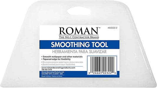 ROMAN’s Wallpaper Smoothing Tool for Home Improvement, Wallpaper Smoother for Installation, 7.75-Inch Wide, Plastic, White