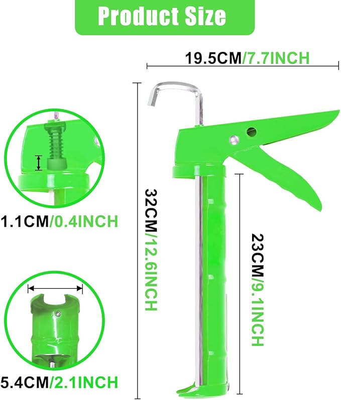 Holothurian Caulking Gun, Caulk Gun No Drip,Sealant Finishing Tool Grout Scraper for Kitchen Bathroom Window Sink Joint, 1/10 Gallon Cartridge, 10:1 Thrust Ratio, Green