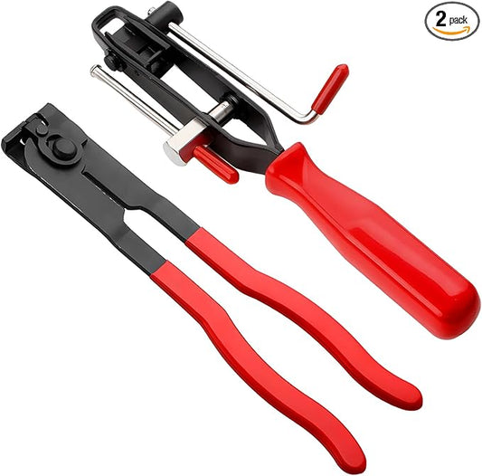 2 PCS CV Joint Boot Clamp Pliers, Heavy Duty CV Joint Ear Clamp Banding Tool Kit for Vacuum Hoses Clamping, Automotive Hose Axle Boot Crimp Pliers Set for Most Cars ATV UTV