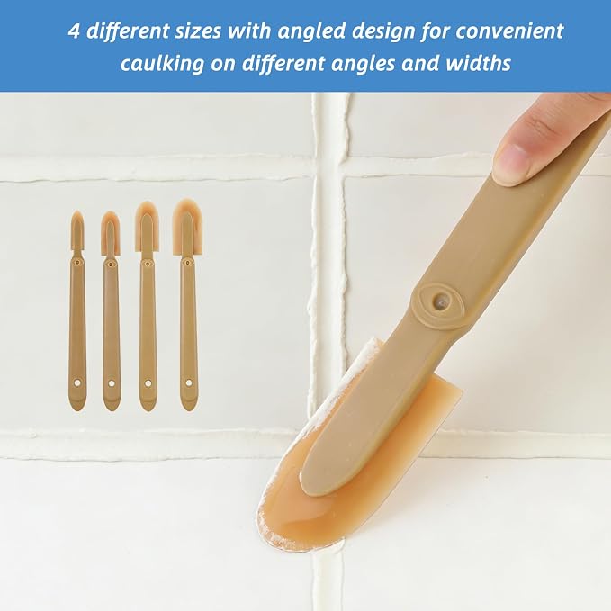 8 Pcs Rubber Caulking Tool Set,4 Sizes Reusable Spatula Spreader,Caulk Finishing Smoothing Applicator for Tiles,Bathroom,Kitchen,Floors