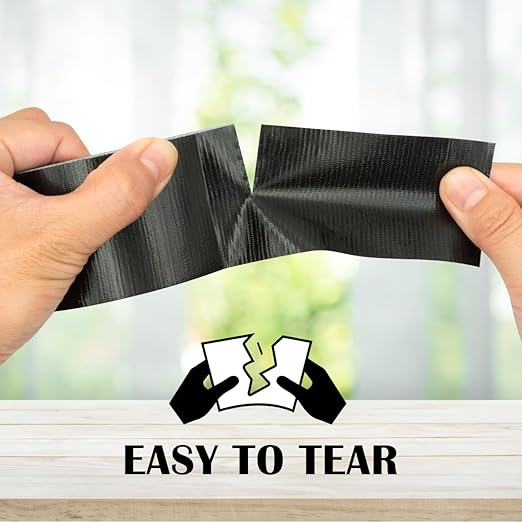 Black Duct Tape Heavy Duty: Wide Waterproof Outdoor Duck Furniture Repair Tape Bulk - Strong Adhesive Weather UV Resistant No-Residue Masking Tapes Patterns Variety Pack (6, Black)