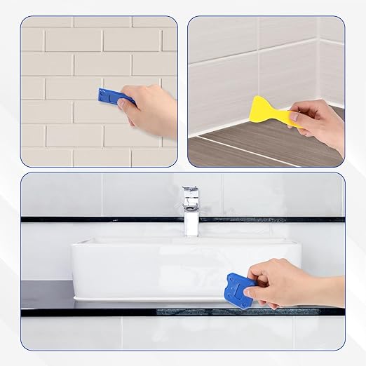 8 PCS Caulk Kit, Silicone Sealant Finishing Tools Caulking Tool kit Caulking Tools for Kitchen Bathroom Floor Sink Joint Sealant Sealing Blue