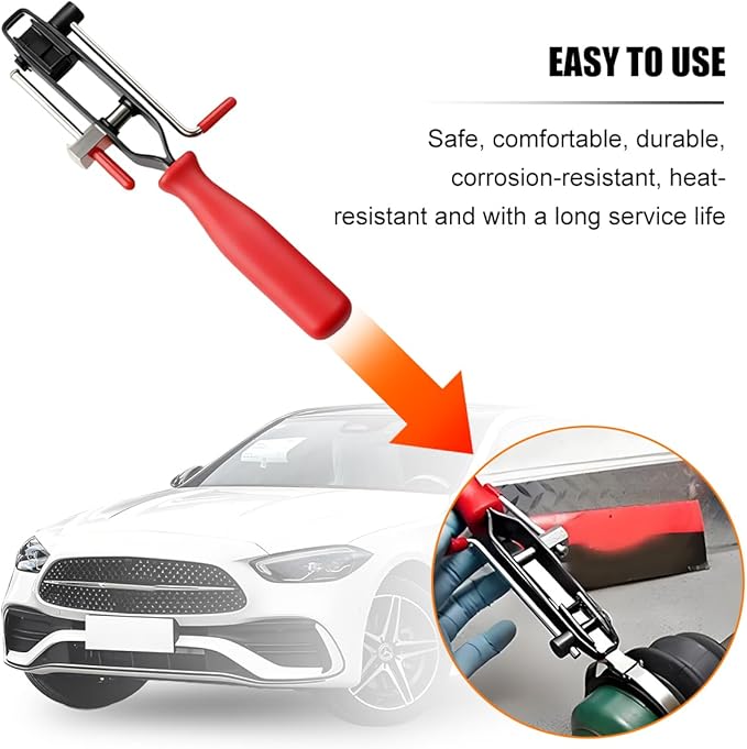 Car CV Joint Boot Clamp Pliers Kit, Carbon Steel Vehicle Joint Ear Clamp Banding Tool with Adjustable CV Boot Band Clamps, Automotive Repair Tool, Universal for SUV Automobile Truck (Red)