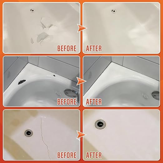 Fiberglass Tub Repair Kit(Color Match), Fiberglass Shower and Acrylic Bathtub Repair Kit for Scratches, Cracks, Chips, Holes on Porcelain, Enamel, Tubs, Tile, Sink, Fix Chipped Almond Bath Tub