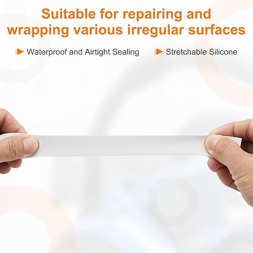uxcell 2 Pcs Self Fusing Silicone Tape, 1" x 3ft Waterproof Water Leak Sealing Tape for Plumbing Pipe Hose Repair Handles, White (0.5mm Thick)