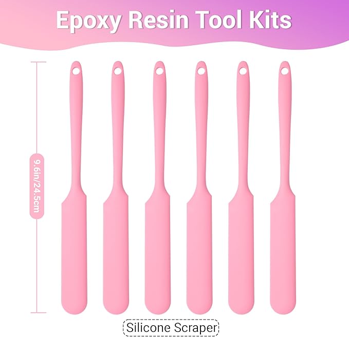 Gartful 6PCS Silicone Spatula Sticks, Non-Stick Epoxy Resin Mixing Sticks Scraper Tools, Reusable Stirring Rods for Resin, Paint, Waxing, Liquid, Arts Crafts Supplies, Facial Mask, Pink
