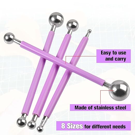 SPEEDWOX 4pcs Caulking Tool Set Metal Ball Modeling Tools Double Ended 8 Ball for Tile Grout Tile Finishing DIY Crafts Ceramics Clay Sculpting and Cake Decorating with Storage Case Floor Joint Repair