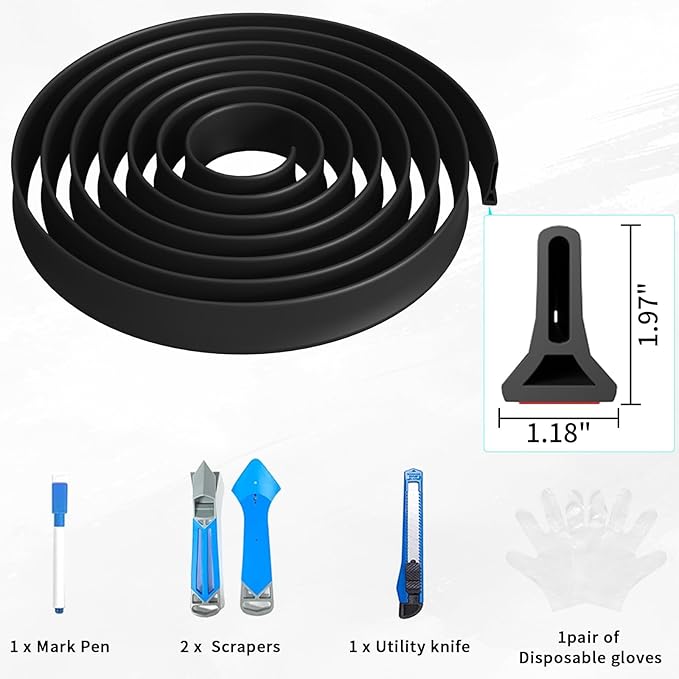 Hi-Na 3ft/5ft/6ft/8ft10ft Collapsible Shower Threshold Water Dam Water Barrier for Shower and Water Stopper Keeps Water Inside Water Threshold for Wet and Dry Separation (10ft)