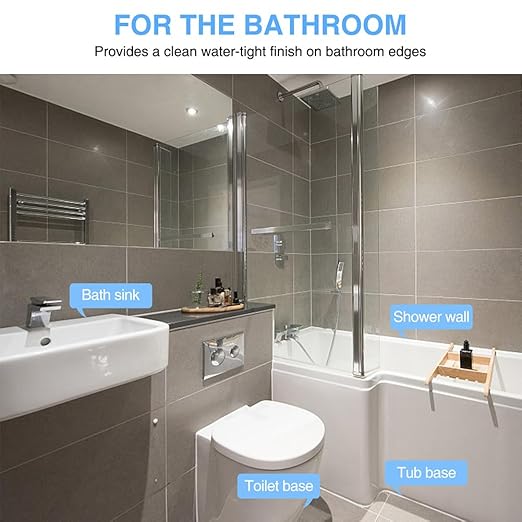 2 Rolls Caulk Tape Self Adhesive, Almond Waterproof Caulking Strip Peel & Stick Wallpaper Floor Tile Toilet Bowl Gel Bathroom Kitchen Wall Decor, A Simple & Effective Solution for Sealing & Trimming