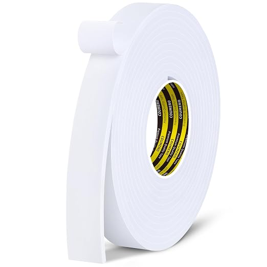 Single-Sided Adhesive EVA Foam Tape 1.2in x16.4FT,White Foam Weather Stripping,Door Seal & Window Insulation Tape,Waterproof Sound Proof Seal Strip for Doors,Windows,Garage Door & Gap Sealing