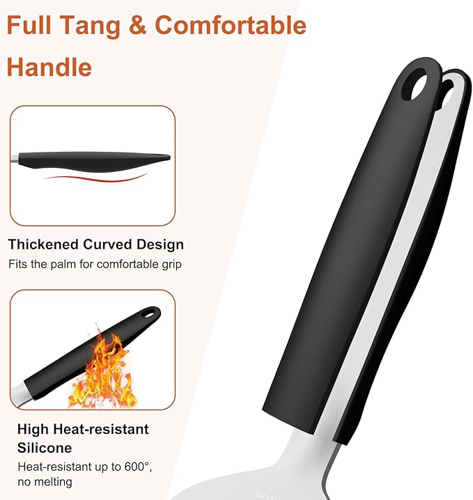 Heavy Duty Griddle Scraper, 4.5" Wide, Sharp Stainless Steel Scraper with Full Tang Silicone Handle, Great BBQ Cleaning Tool for Flat Top Grill & Griddle Cleaning Accessories (1 Pack, Small)