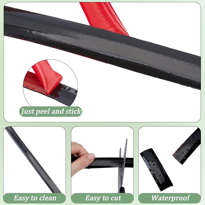 GORGECRAFT 6.56 Yard Waterproof Caulk Strip 0.8 Inch Self-Adhesive Black Ceramic Tile Gap Tape Sealing Strips Peel and Stick Tape Roll Floor Edge Sealant Trim for Shower Bathtub Bathroom Toilet