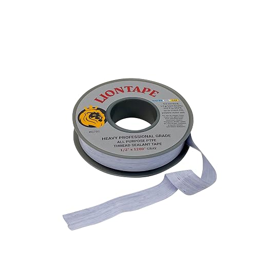 PROCURU Liontape G701 10-Pack 1/2" x 1200" (100-Ft) Heavy Duty Professional Teflon Tape, for Water/Oil/Gas, 4-Mil, High Density, Up to 12000 psi, Grey