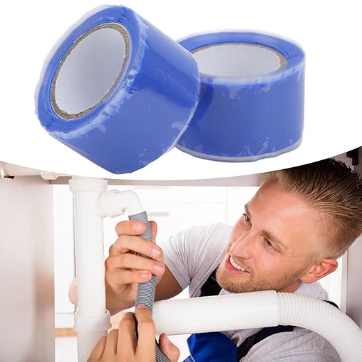 Self Fusing Silicone Tape High Temperature Adhesive Tape for Plumbing Repairs Hose Leak Fixing 2 Rolls 1.5m x 2.5cm (Blue)