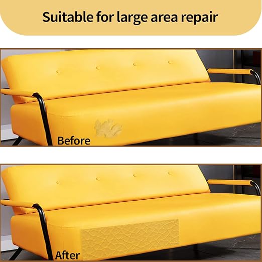 Oversized Leather Repair Tape, Adhesive Repair for Leather,17.7 x 78.8inches, for Sofas, car Seats, Furniture, Bags, Jackets, Armchair Tear Repair Patches (Yellow)