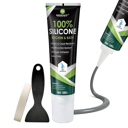 RTV Silicone Sealant - 100% Silicone, Waterproof, Strong Adhesion, Flexible & Durable, Heat & Cold Resistant, Ideal for Car, Kitchen, Bathroom, Window & Door Sealing (Gray,150g)