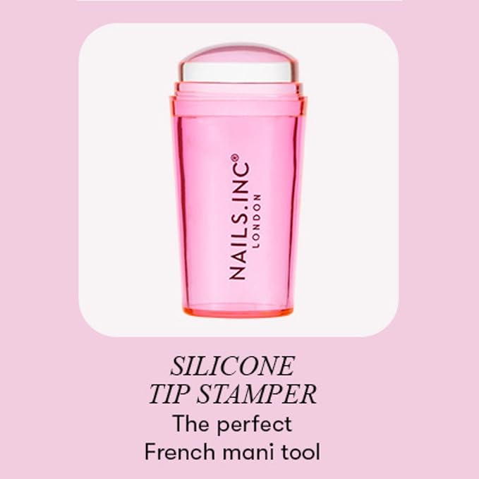 Nails Inc 45 Second Speedy Gloss French Manicure Hack Set, Pink, No Chip, Long Lasting, Quick Dry, Air Dry, Professional Manicures & Pedicures, Silicone Stamper, DIY Nail Art Design, 3 Piece Set