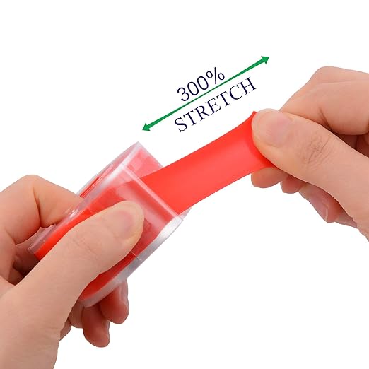 Self-Fusing Silicone Fusional Repair Tape - Self-Adhesive for Leak Seal Repair - Electrical Insulation - Heat Resist & Waterproof - Airtight - Multi-Purpose Soft Rubber Strip - 3m x 25mm x 0.5mm - Red