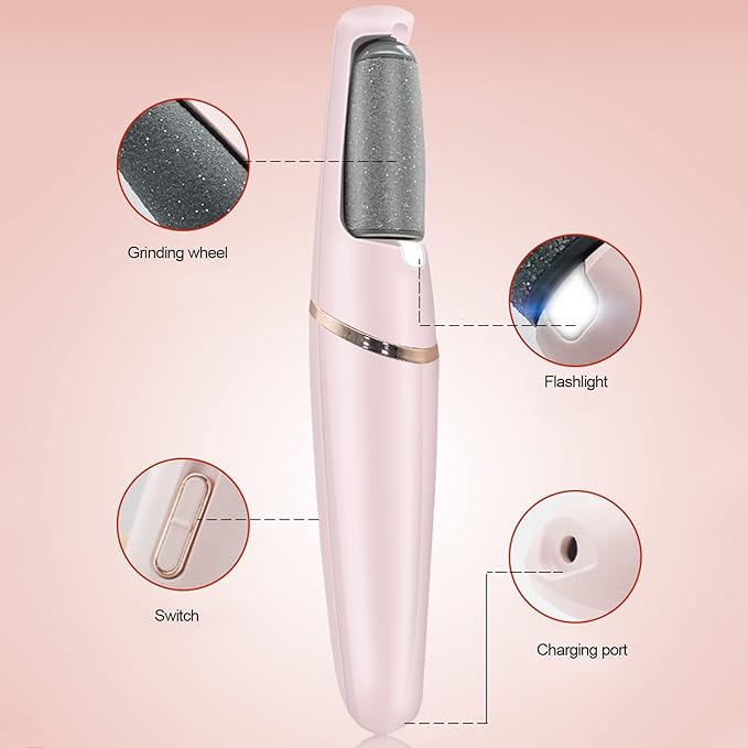 Pongnas Portable Electric Feet Callus Remover Rechargeable, Professional Foot File Scrubber Pedicure Tools with 2 Gears, Pedicure Tools kit Feet Care for Dead Skin Cracked Heels