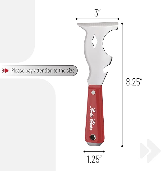 Bates- Paint Scraper, 10 in 1 Painters Tool, Red Paint Scrapers for Wood, Painters Tool, Painters Knife, Paint Scraper for Painting, Putty Knife, Metal Scraper, Spackle Knife Scraper